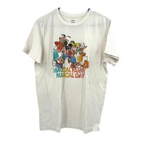 Disney‎ Size Large Short Sleeve T-Shirt Magical Family Day Tee Top Rainbow White